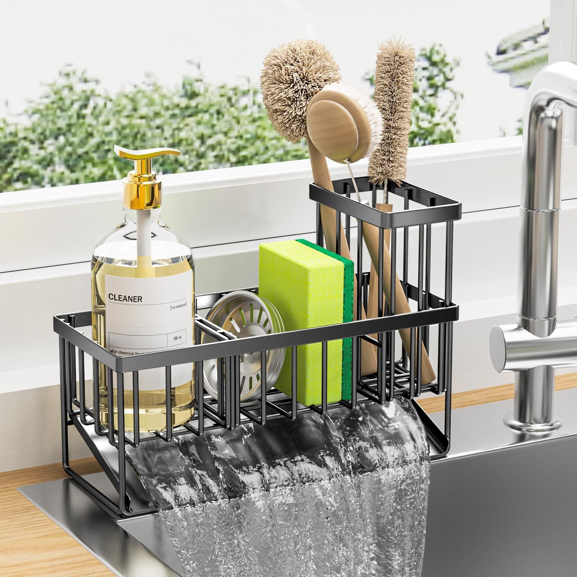 Kitchen storage rack sink drain rack sink drain basket countertop multi-functional detergent sponge storage shelf